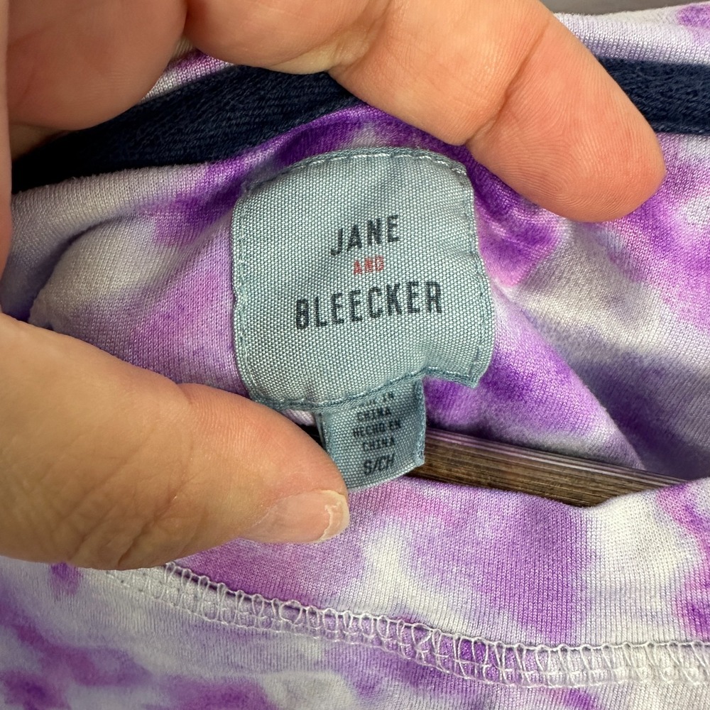 Jane and Bleecker Top Womens Small Purple Tie Dye Boho Hippie Lounge Indie Tee - Picture 2 of 7